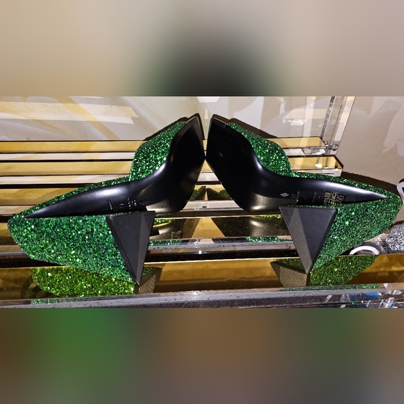 THE ATTICO Devon glittered leather mules Candy Apple Green Size 42 - Picture 6 of 8
